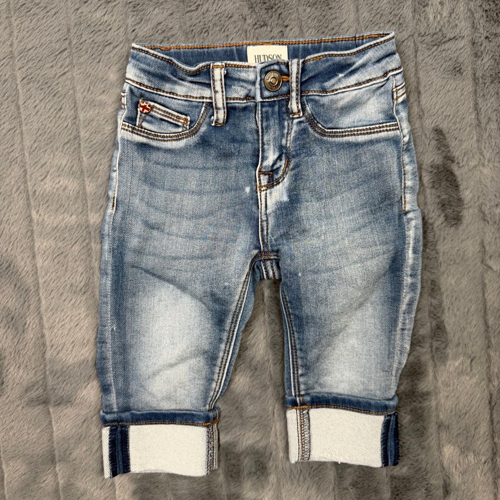 Hudson Kids Blue Denim Jeans Light Wash Cuffed 18 Months Toddler Boys Girls